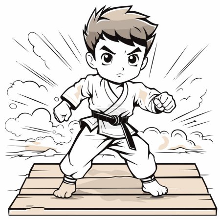 Ilustración de Karate boy - ilustración vectorial. aislado sobre un fondo blanco. - Imagen libre de derechos