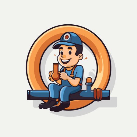 Illustration for Plumber cartoon icon. Vector illustration of a plumber character. - Royalty Free Image