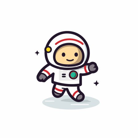 Ilustración de Lindo astronauta en traje espacial. Ilustración vectorial en estilo de dibujos animados. - Imagen libre de derechos
