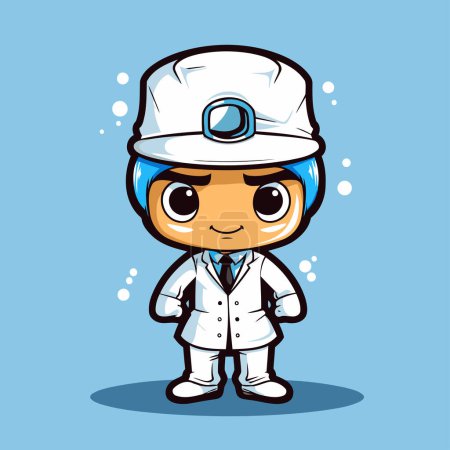 Illustration for Cartoon cute nurse boy in uniform and hat. Vector illustration. - Royalty Free Image