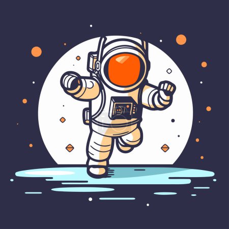 Téléchargez les illustrations : Astronaute dans l'espace. Illustration vectorielle. Conception plate. - en licence libre de droit
