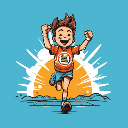 Illustration for Cartoon illustration of a boy jumping in the water. Vector illustration. - Royalty Free Image