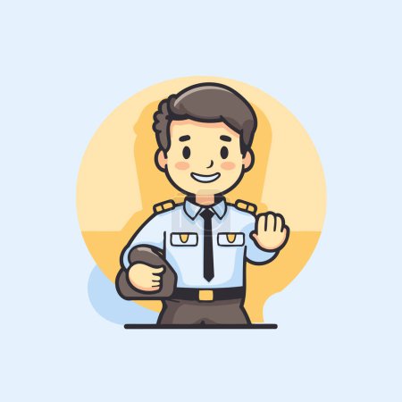 Illustration for Police officer. Vector illustration in flat style. Man in uniform. - Royalty Free Image