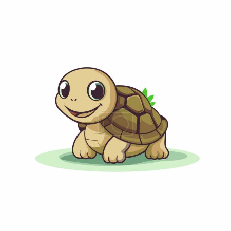 Cute little baby turtle. Vector illustration isolated on white background.