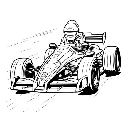 Illustration for Illustration of a racing car on a race track. sketch for your design - Royalty Free Image