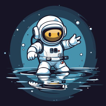 Astronaut in outer space. Vector illustration of a cartoon character.