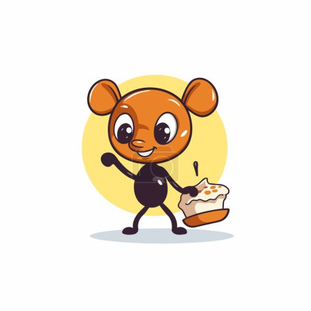 Illustration for Cute cartoon hamster character with cupcake. Vector illustration. - Royalty Free Image