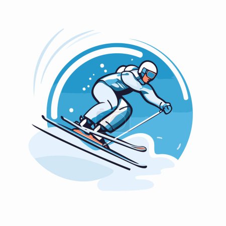 Téléchargez les illustrations : Je skie. sport d'hiver. illustration vectorielle dans le style de dessin animé. - en licence libre de droit