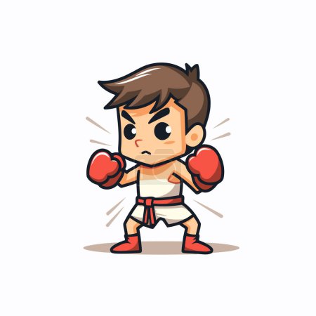 Illustration for Boxing Boy - Cartoon Mascot Character Vector Illustration. - Royalty Free Image