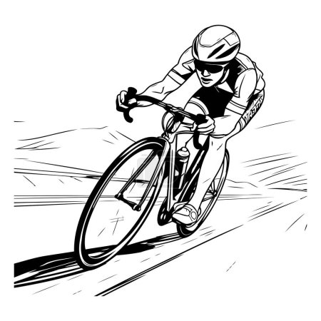 Illustration for Cyclist on the road. Vector illustration ready for vinyl cutting. - Royalty Free Image