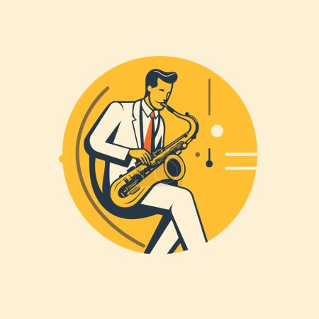 Illustration for Jazz musician playing the saxophone. Vector illustration in retro style - Royalty Free Image