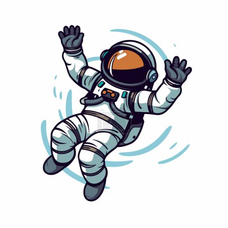 Illustration for Astronaut in spacesuit flying in space. Vector illustration. - Royalty Free Image