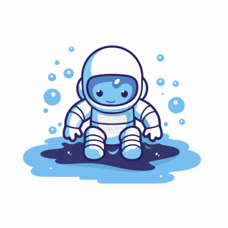 Illustration for Astronaut floating in the water with bubbles vector illustration graphic design - Royalty Free Image