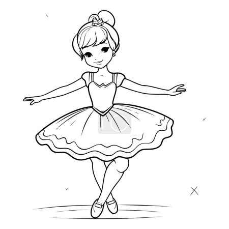 Téléchargez les illustrations : Petite ballerine mignonne dans un tutu. Illustration vectorielle. - en licence libre de droit