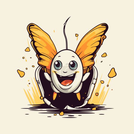 Ilustración de Mariposa de dibujos animados. Ilustración vectorial de una mariposa de dibujos animados con alas. - Imagen libre de derechos