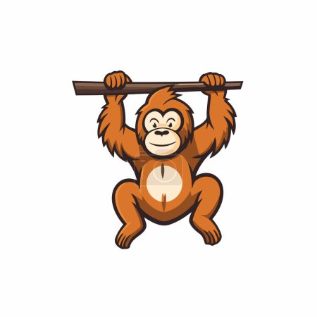 Orangutan mascot logo. Vector illustration of a funny orangutan mascot.