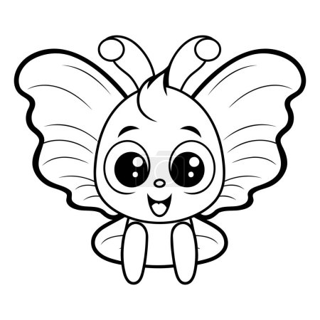 Ilustración de Libro para colorear para niños: Mariposa. Estilo de dibujos animados. Ilustración vectorial. - Imagen libre de derechos