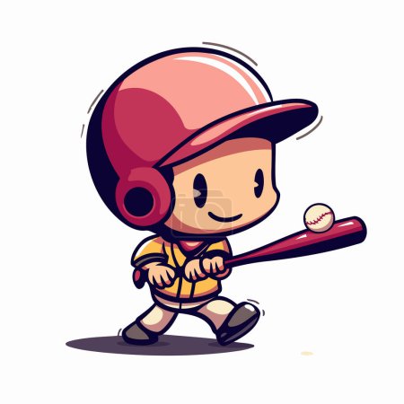 Illustration for Baseball Player Cartoon Mascot Character Illustration Isolated on White Background - Royalty Free Image