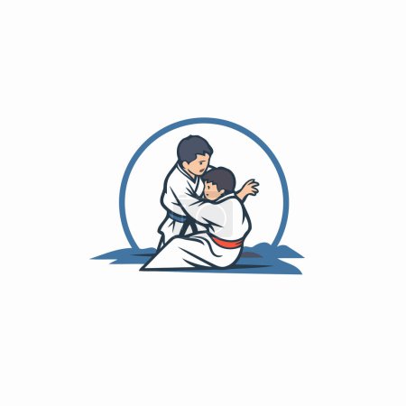 Illustration for Korean traditional martial arts vector logo design template. Editable stroke. - Royalty Free Image
