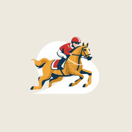 Illustration for Horse jockey logo. Equestrian sport vector illustration. - Royalty Free Image