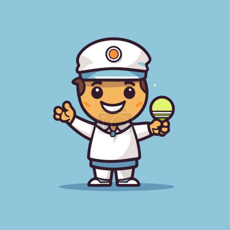 Illustration for Cute sailor holding a maracas cartoon character vector illustration design. - Royalty Free Image