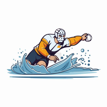 Illustration for Water skiing. Vector illustration of a man riding a surfboard. - Royalty Free Image