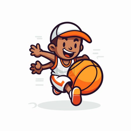 Illustration for Basketball player running with ball. Vector illustration in cartoon style. - Royalty Free Image
