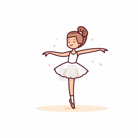 Cute little ballerina in a white tutu. Vector illustration.