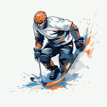 Téléchargez les illustrations : Joueur de hockey en action. Illustration vectorielle du joueur de hockey en action. - en licence libre de droit