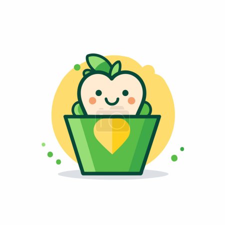 Illustration for Cute apple in box. Vector illustration. Flat design style. - Royalty Free Image