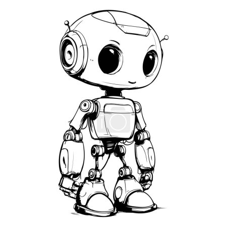 Illustration for Cute cartoon robot. Hand drawn vector illustration of a cute robot. - Royalty Free Image