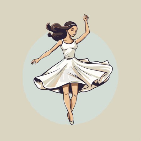 Illustration for Ballerina in a white dress. Vector illustration of a ballerina. - Royalty Free Image