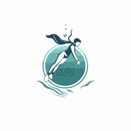 Téléchargez les illustrations : Modèle de conception de logo vectoriel piscine. icône de la piscine. - en licence libre de droit