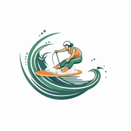Illustration for Surfer vector logo design template. Water extreme sport logo concept. - Royalty Free Image