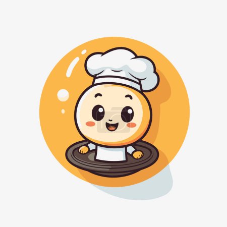 Illustration for Cute Chef Cartoon Character Vector Illustration. Cute Smiling Chef Icon - Royalty Free Image