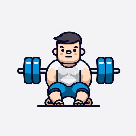 Illustration for Fitness boy with dumbbell. Vector illustration. Flat style. - Royalty Free Image