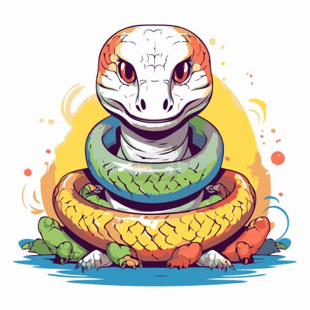 Illustration for Illustration of a snake on a white background. Vector illustration. - Royalty Free Image
