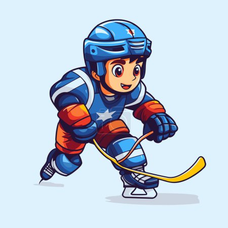 Jugador de hockey sobre hielo de dibujos animados. Ilustración vectorial de un jugador de hockey sobre hielo de dibujos animados.