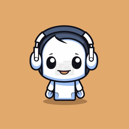 Illustration for Cute Robot Character Mascot Design Vector Icon Illustration. - Royalty Free Image