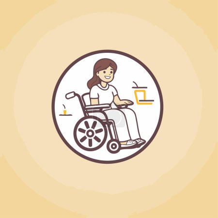 Téléchargez les illustrations : Illustration d'une femme handicapée en fauteuil roulant. Illustration vectorielle. - en licence libre de droit