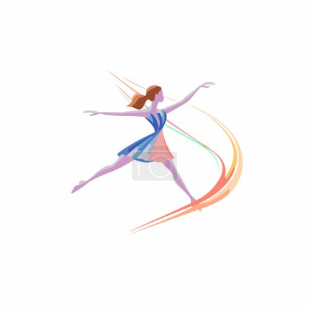 Téléchargez les illustrations : Danseuse de ballet vecteur coloré Illustration isolée sur fond blanc. - en licence libre de droit