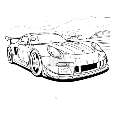 Illustration for Sketch of the sports car on a white background. vector illustration - Royalty Free Image