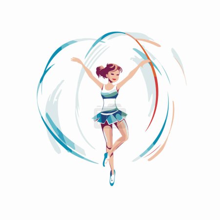 Illustration for Beautiful girl jumping in the water. Vector illustration on white background. - Royalty Free Image