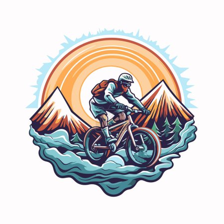 Téléchargez les illustrations : VTT en vélo dans les montagnes. illustration vectorielle. - en licence libre de droit