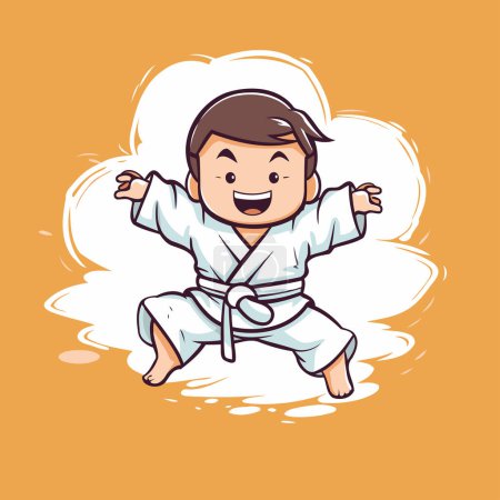 Vektor-Illustration für Karate-Jungen. Cartoon Karate Junge Zeichentrickfigur.