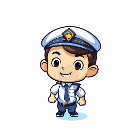Illustration for Cute Little Policeman Cartoon Mascot Character Vector Illustration - Royalty Free Image