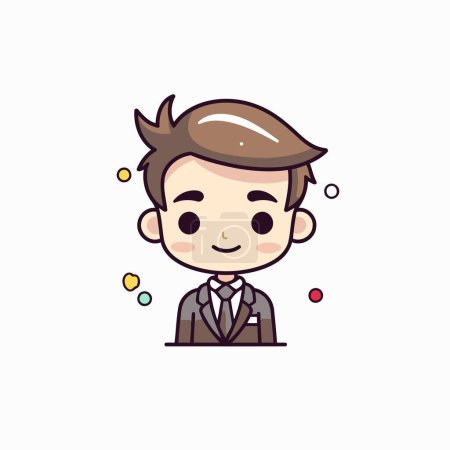Illustration for Businessman Smiling Face Cartoon Character Flat Design Vector Illustration. - Royalty Free Image