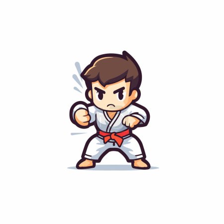 Téléchargez les illustrations : Mascotte de Taekwondo Cartoon Illustration vectorielle de caractères. - en licence libre de droit