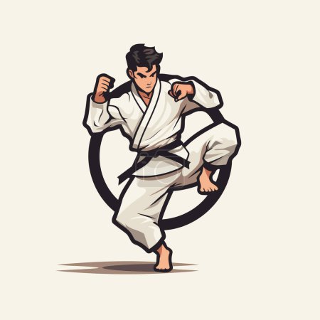 Ilustración de Ilustración vectorial de karate. Karate de combate en kimono. - Imagen libre de derechos