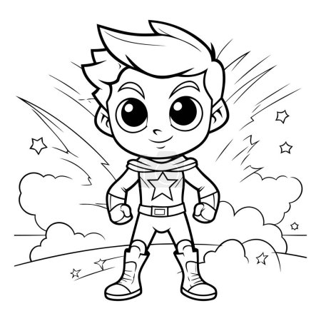 Téléchargez les illustrations : Coloriage Aperçu d'un enfant garçon astronaute personnage de bande dessinée - en licence libre de droit